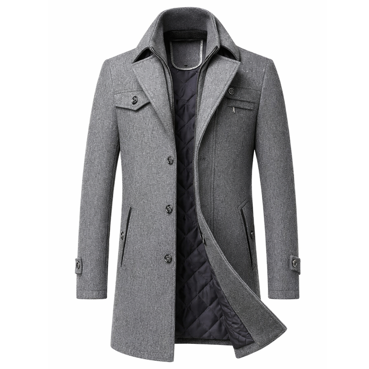 Blake | Tailored Wool Coat with Sculpted Collar and Quilted Lining for Men
