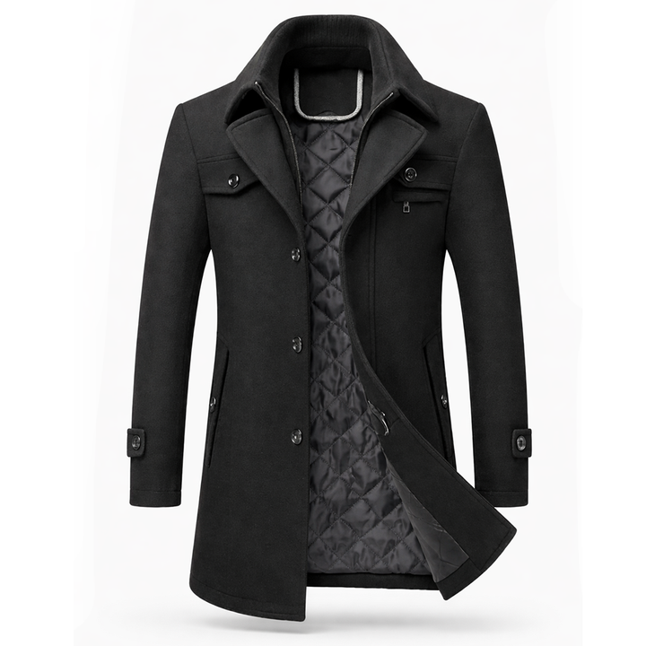 Blake | Tailored Wool Coat with Sculpted Collar and Quilted Lining for Men