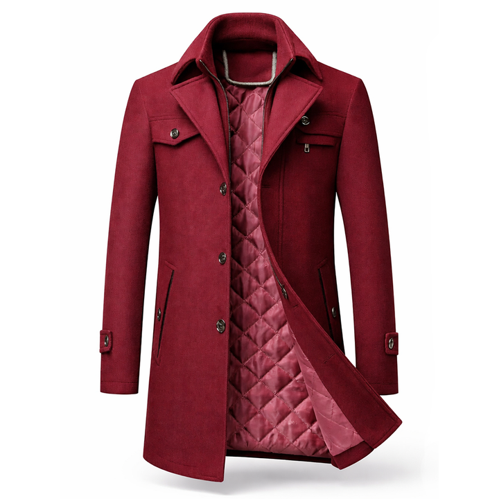 Blake | Tailored Wool Coat with Sculpted Collar and Quilted Lining for Men