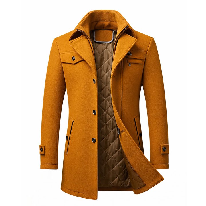 Blake | Tailored Wool Coat with Sculpted Collar and Quilted Lining for Men