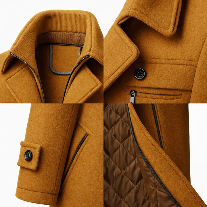 Blake | Tailored Wool Coat with Sculpted Collar and Quilted Lining for Men