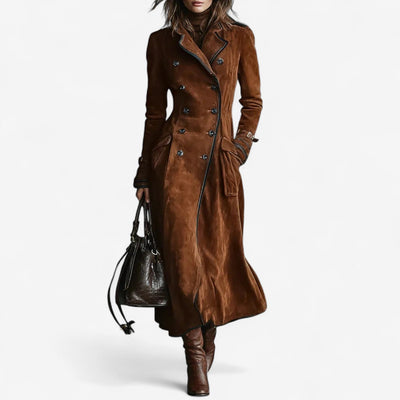 Nathaly Elegant Suede Trench Coat