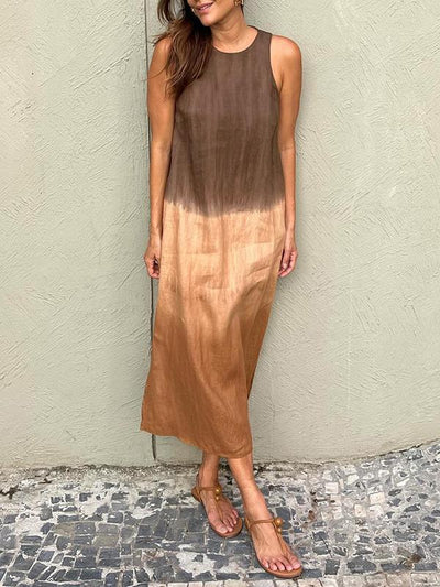 Briar - Casual Cotton Linen Side Split Long Dress