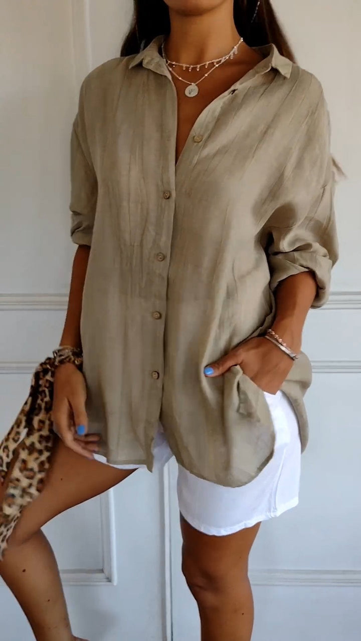 Clara - Elegant Solid Color Commuter Blouse
