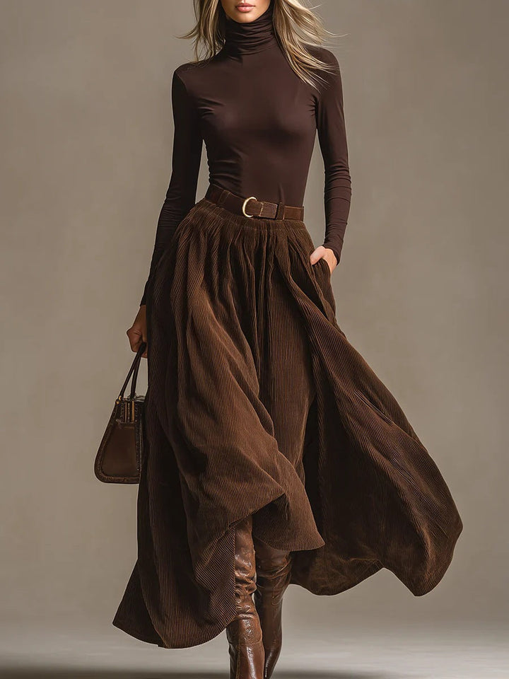 Aveline Two-Piece Set (Turtleneck &amp; Maxi Skirt)