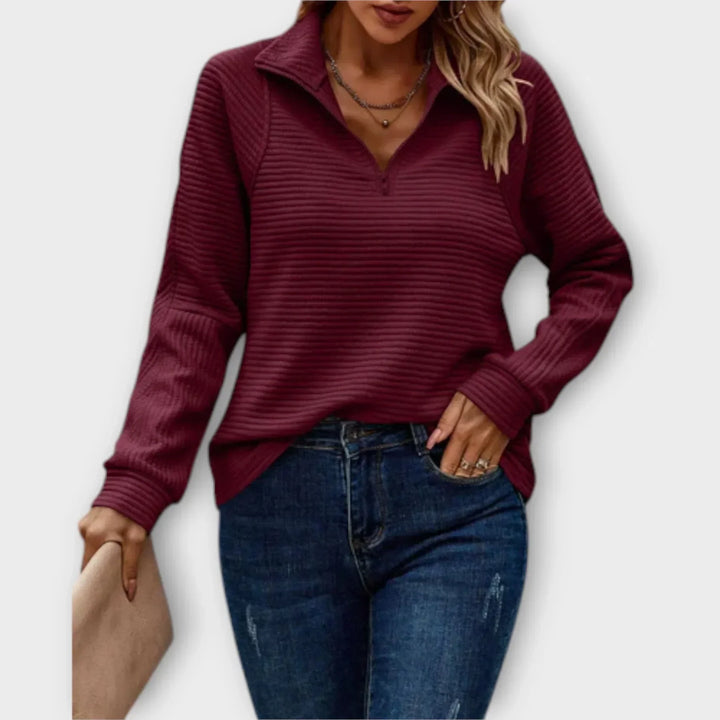 Coraline | Half-Zip Pullover with V-Neck Collar for Women