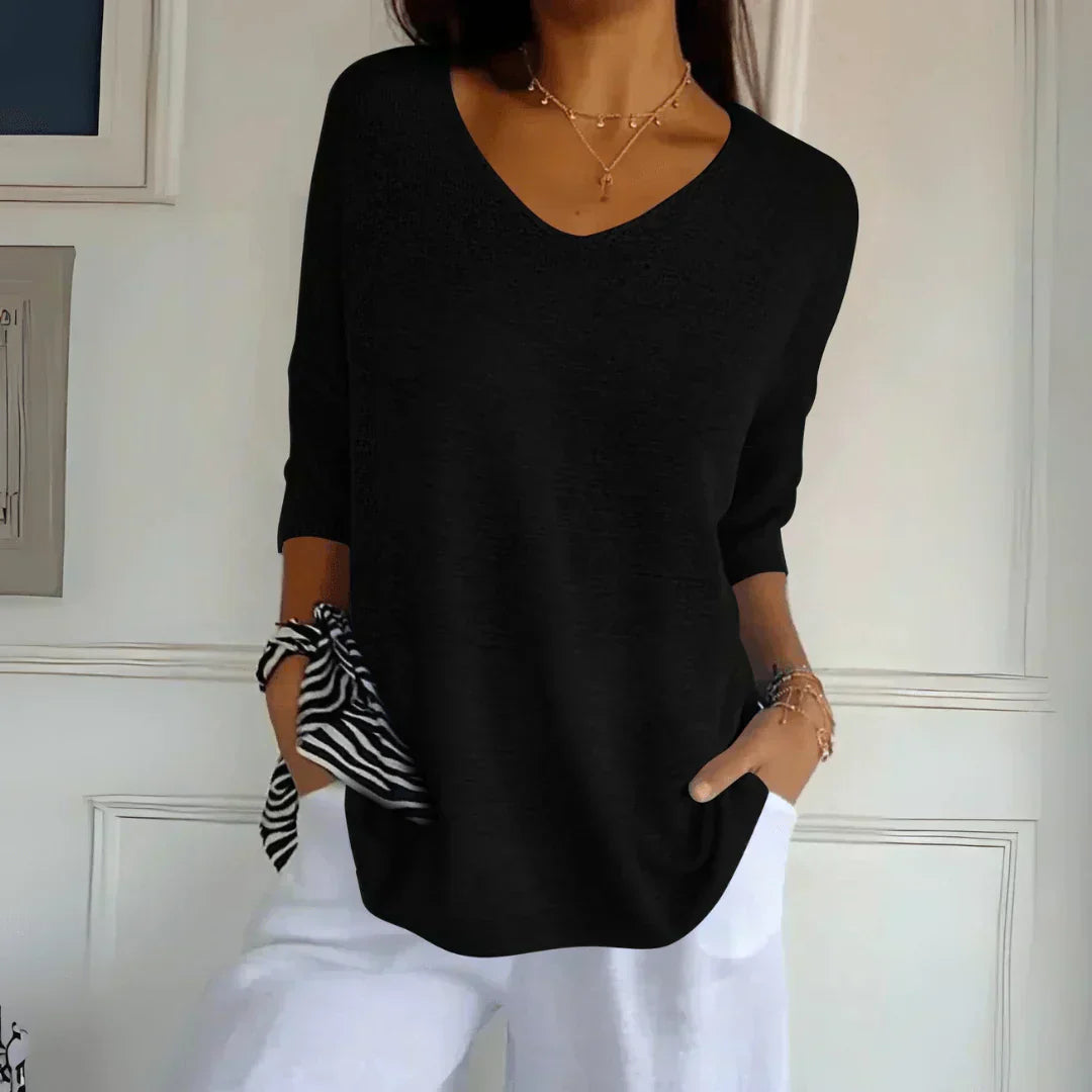 Fenella - Casual Solid Color Work Top