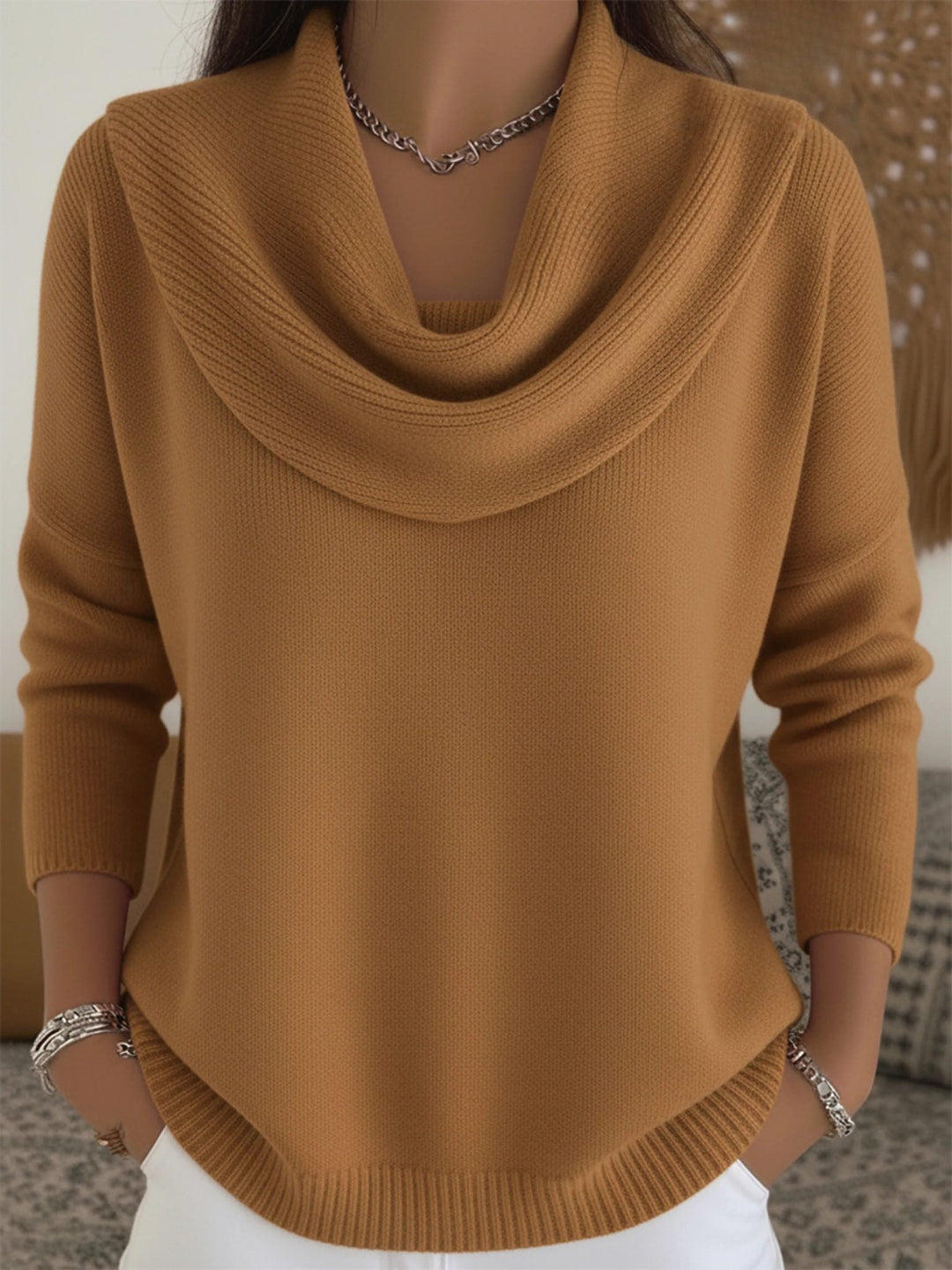 Perdita | Knit Jumper with Cowl Neck and Long Sleeves for Women