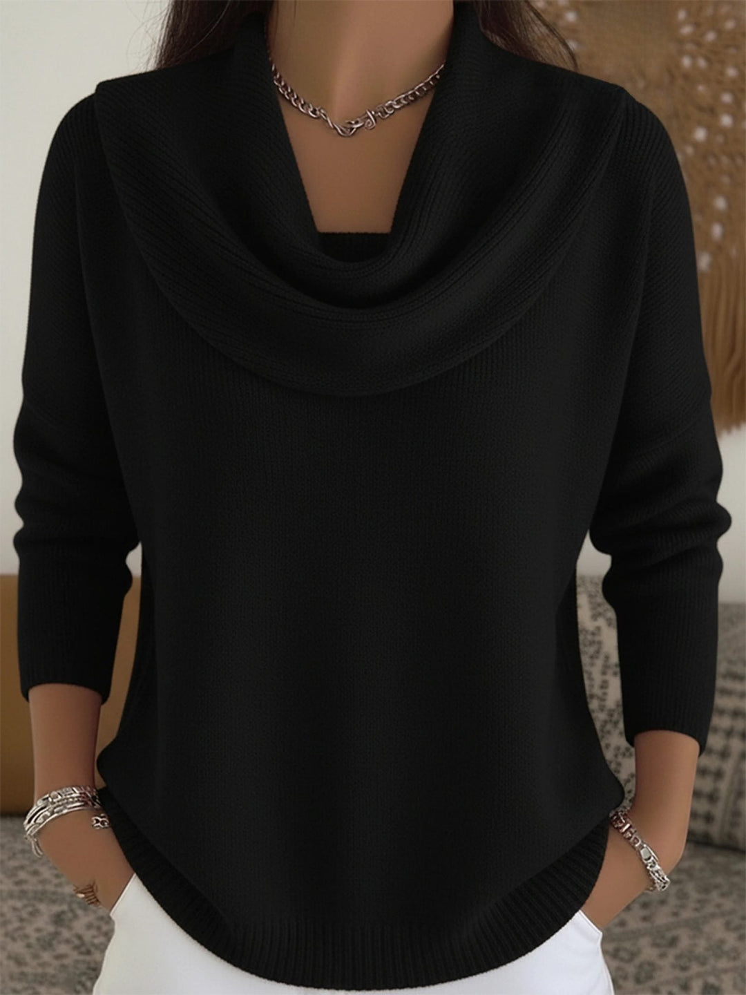 Perdita | Knit Jumper with Cowl Neck and Long Sleeves for Women