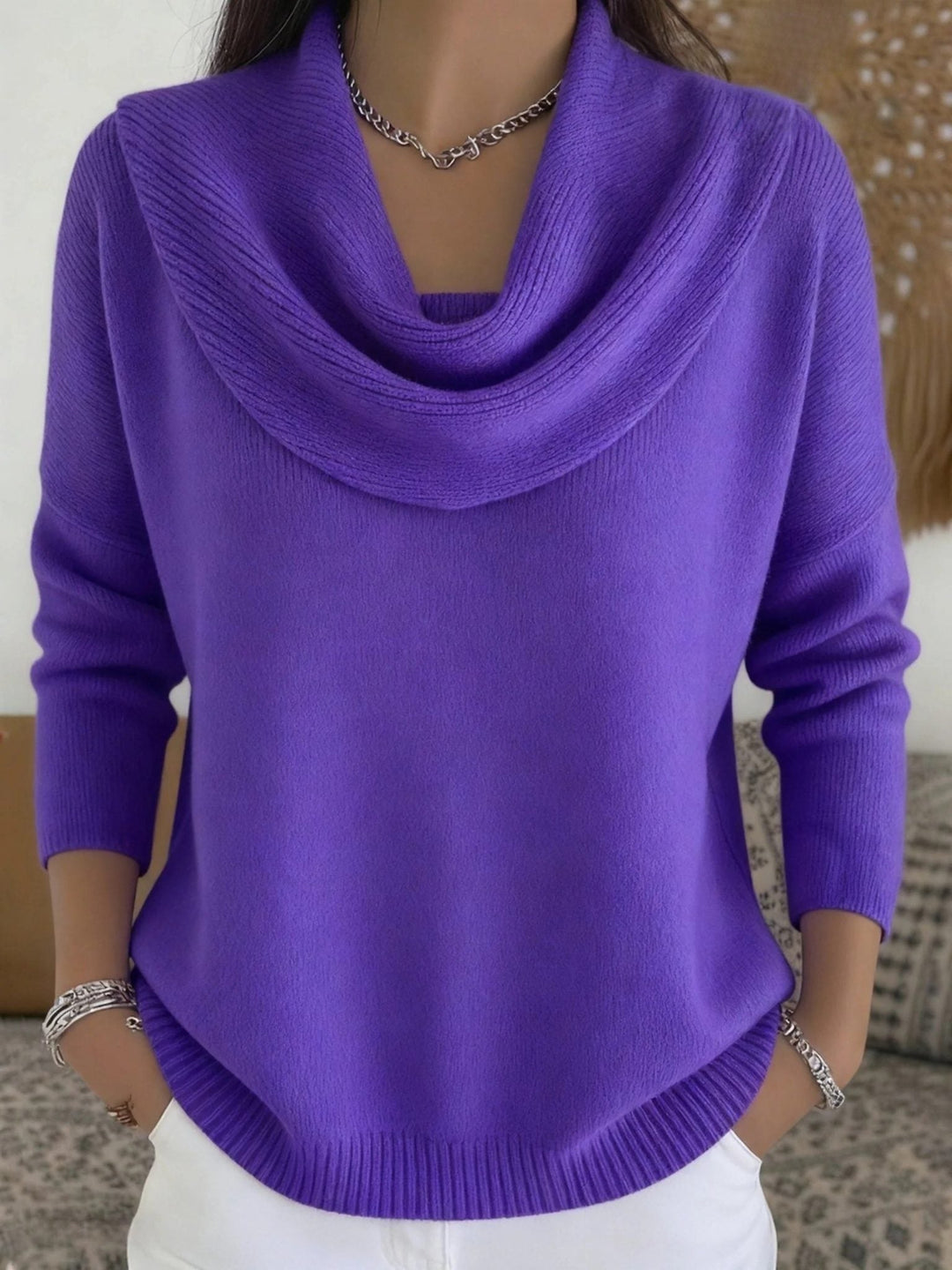 Perdita | Knit Jumper with Cowl Neck and Long Sleeves for Women