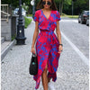 Vada - Sunset Stroll V-Neck Slit Print Dress