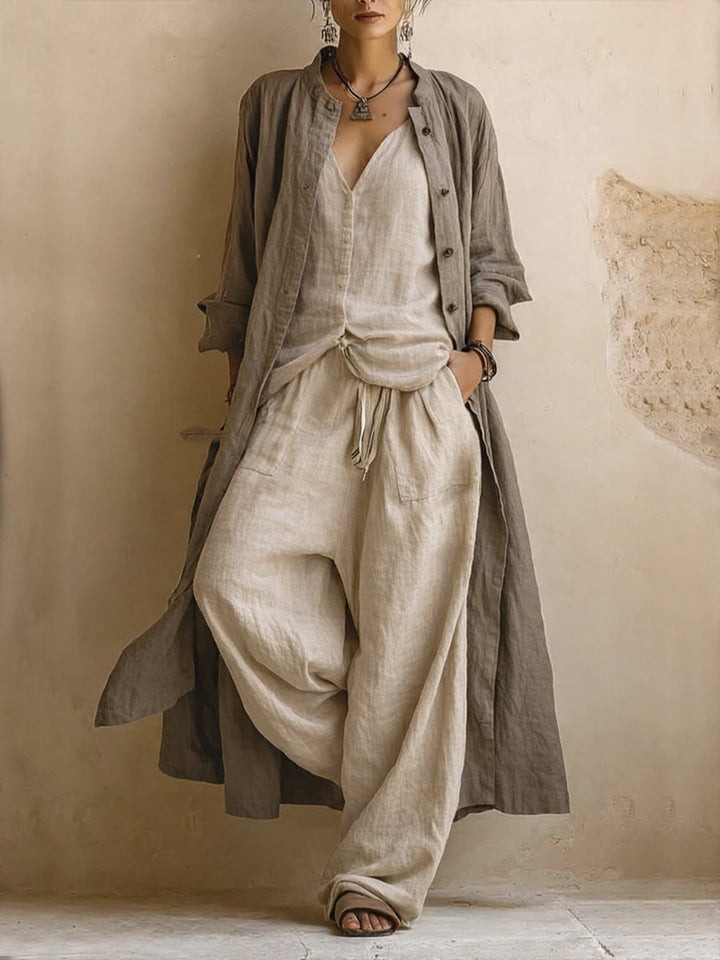 Morwenna | Cotton Linen Three Piece Co Ord Set with Relaxed Cut for Women
