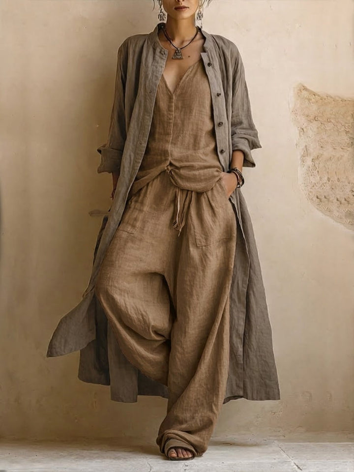 Morwenna | Cotton Linen Three Piece Co Ord Set with Relaxed Cut for Women