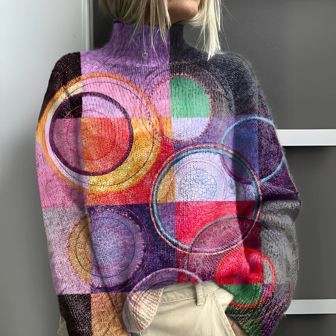 Kaia - Colorblock Knitted Turtleneck Sweater