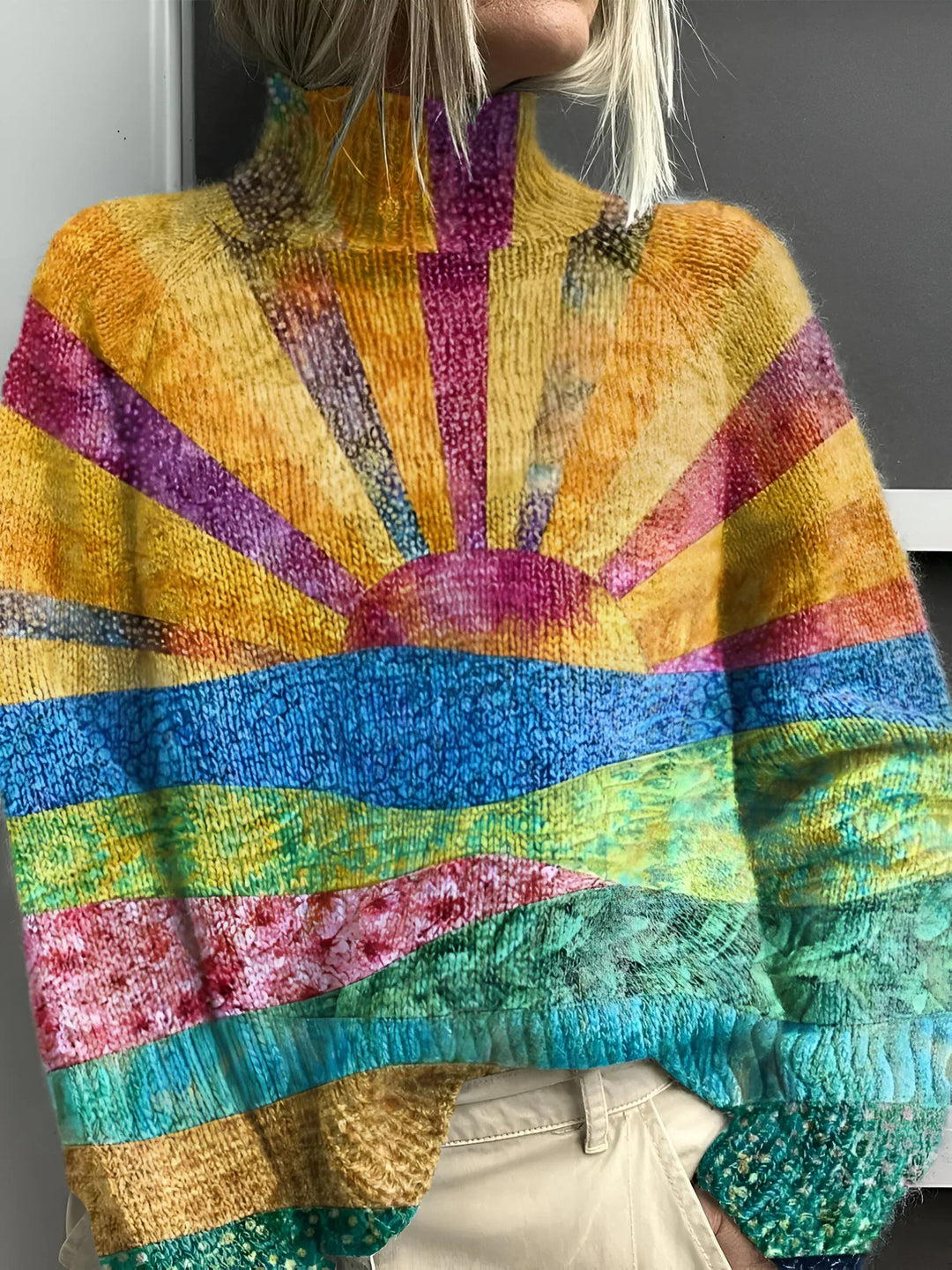 Zella - Cheerful Colorful Turtleneck Sweater