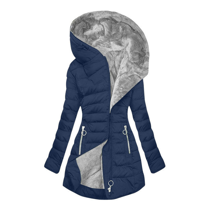 Madison | Hooded City Puffer Coat with Structured Mid Length for Women