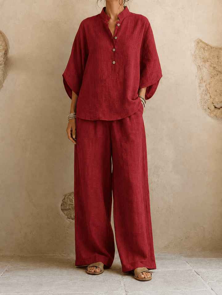 Maribel | Batwing Sleeve Top and Wide Leg Trouser Set for Women