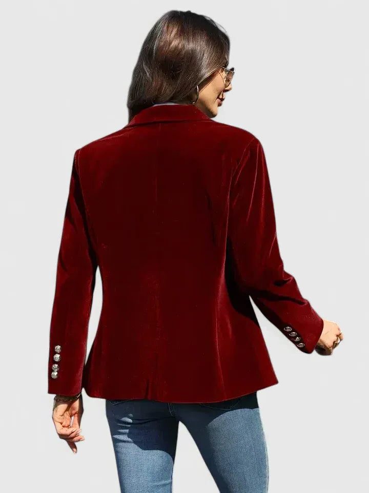 Ottilie | Velvet Blazer with Notch Lapel and Button Front for Women