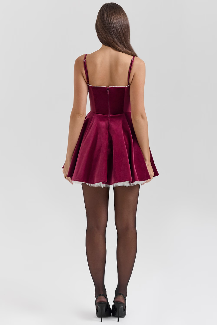 Ruby | Elegant Velvet Mini Dress with Occasion Ready Finish for Women