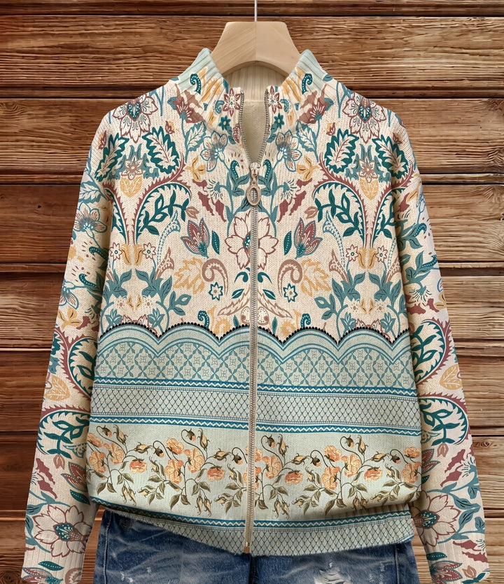 Sybilla | Vintage Floral Botanical Border Print Cardigan