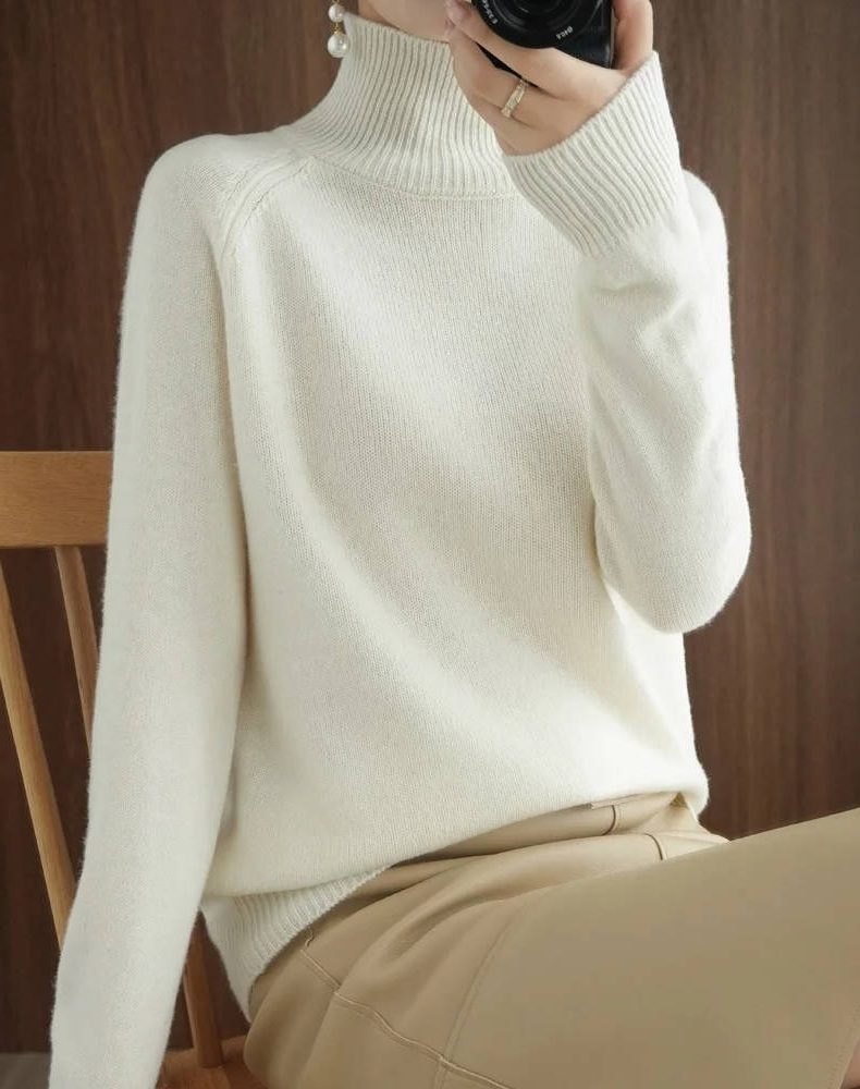 Araminta | Ribbed Knit Sweater with Roll Neck for Women
