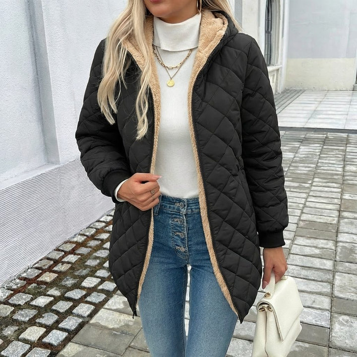 Ffion | Quilted Longline Puffer Coat with Hood for Women