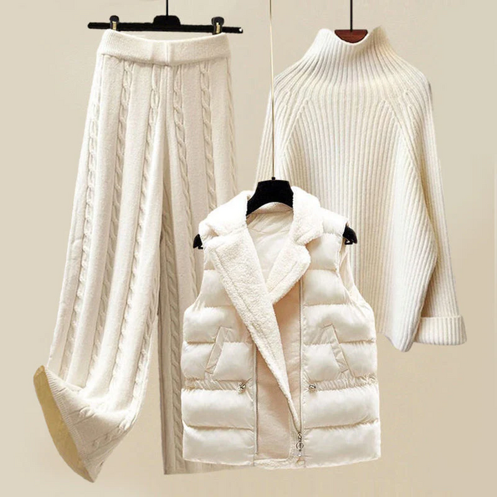 Nia | Luxe Three Piece Knitwear Set with Layered Design for Women