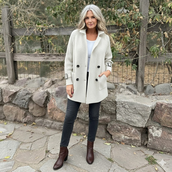 Isola | Mid Length Double Breasted Coat with Clean Lines for Women