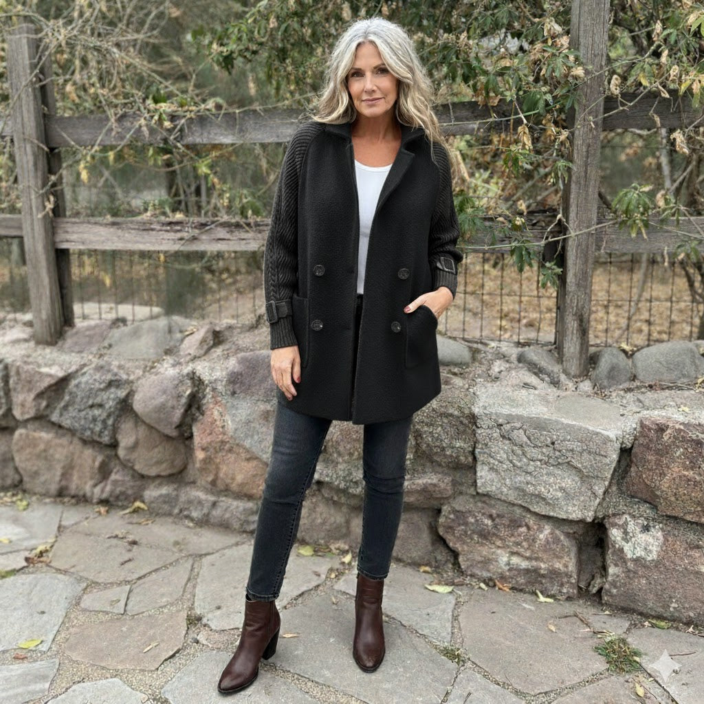 Isola | Mid Length Double Breasted Coat with Clean Lines for Women