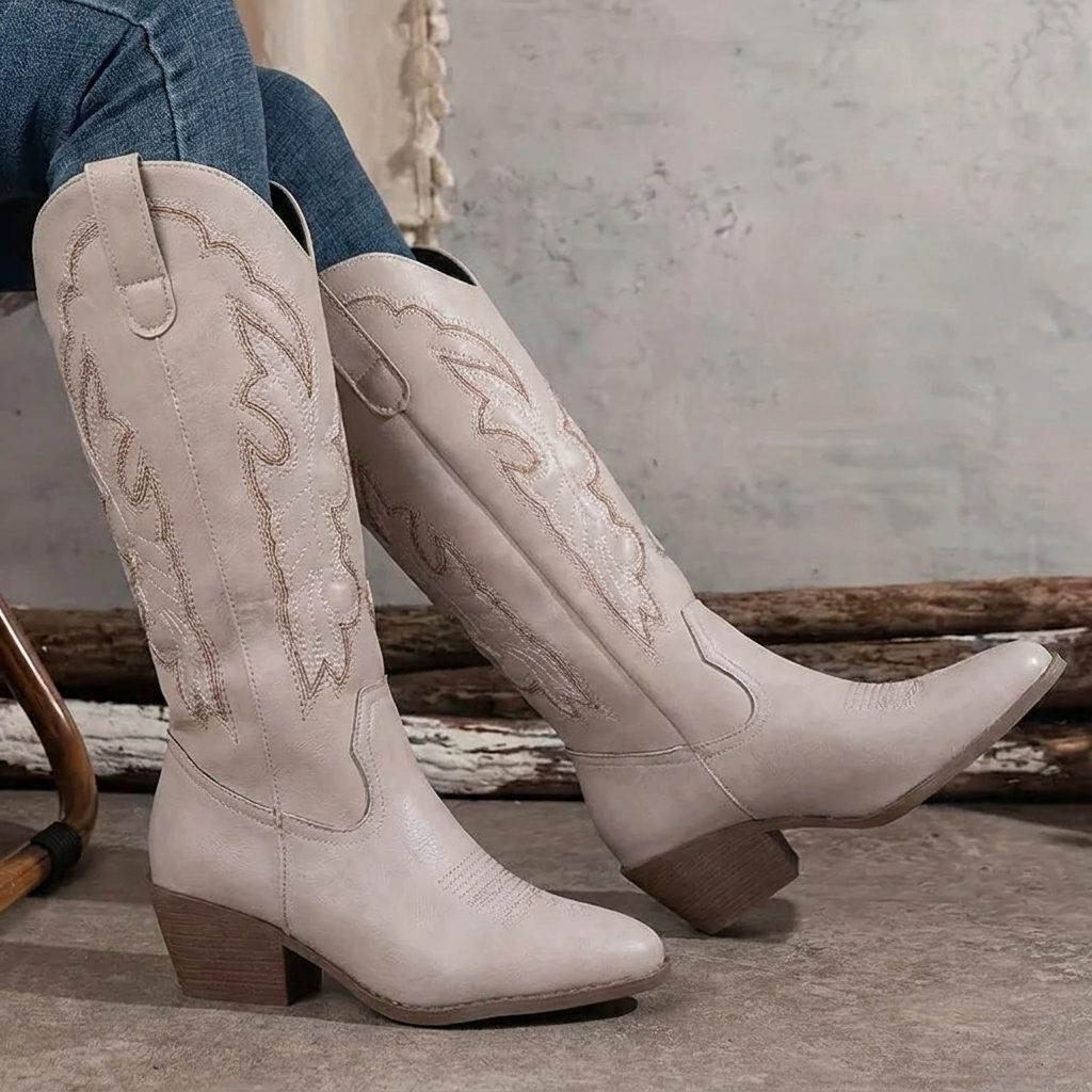 Etta | Embroidered Cowgirl Block Heel Boots with Tall Shaft for Women