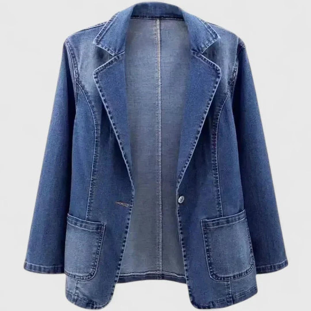 Grace | Denim Blazer with Single Button Front and Straight Cut for Women