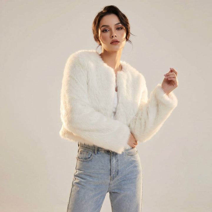 Mia | Cropped Faux Fur Cardigan Jacket with Soft Warm Pile for Women
