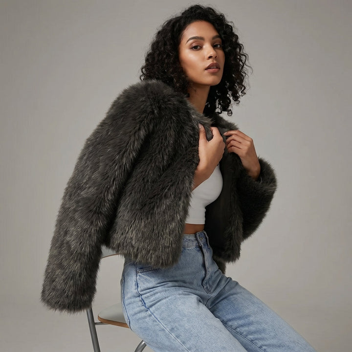 Mia | Cropped Faux Fur Cardigan Jacket with Soft Warm Pile for Women