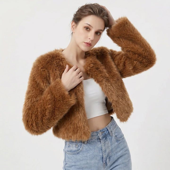 Mia | Cropped Faux Fur Cardigan Jacket with Soft Warm Pile for Women
