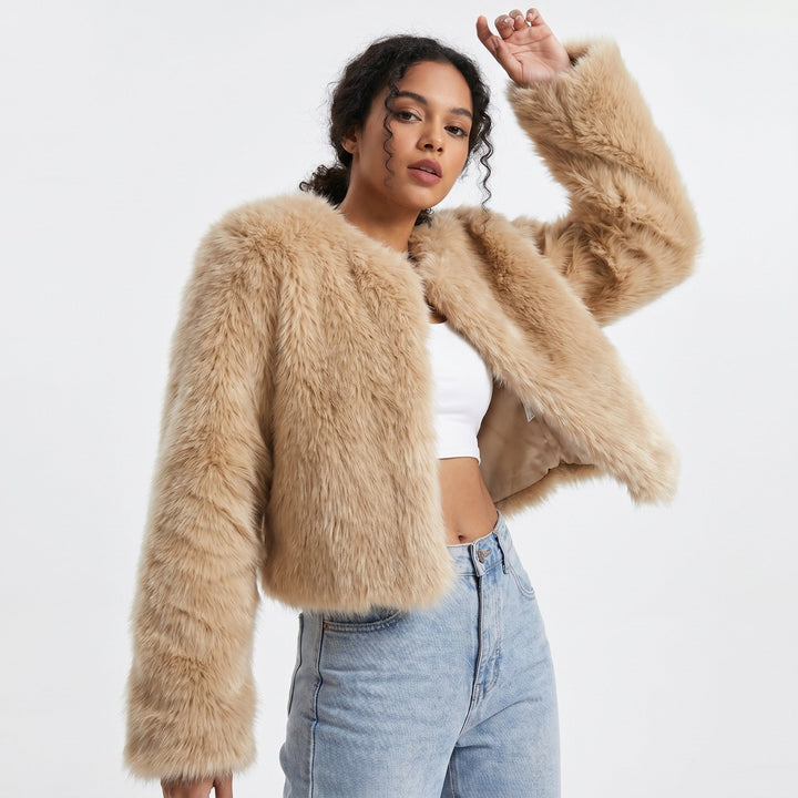 Mia | Cropped Faux Fur Cardigan Jacket with Soft Warm Pile for Women