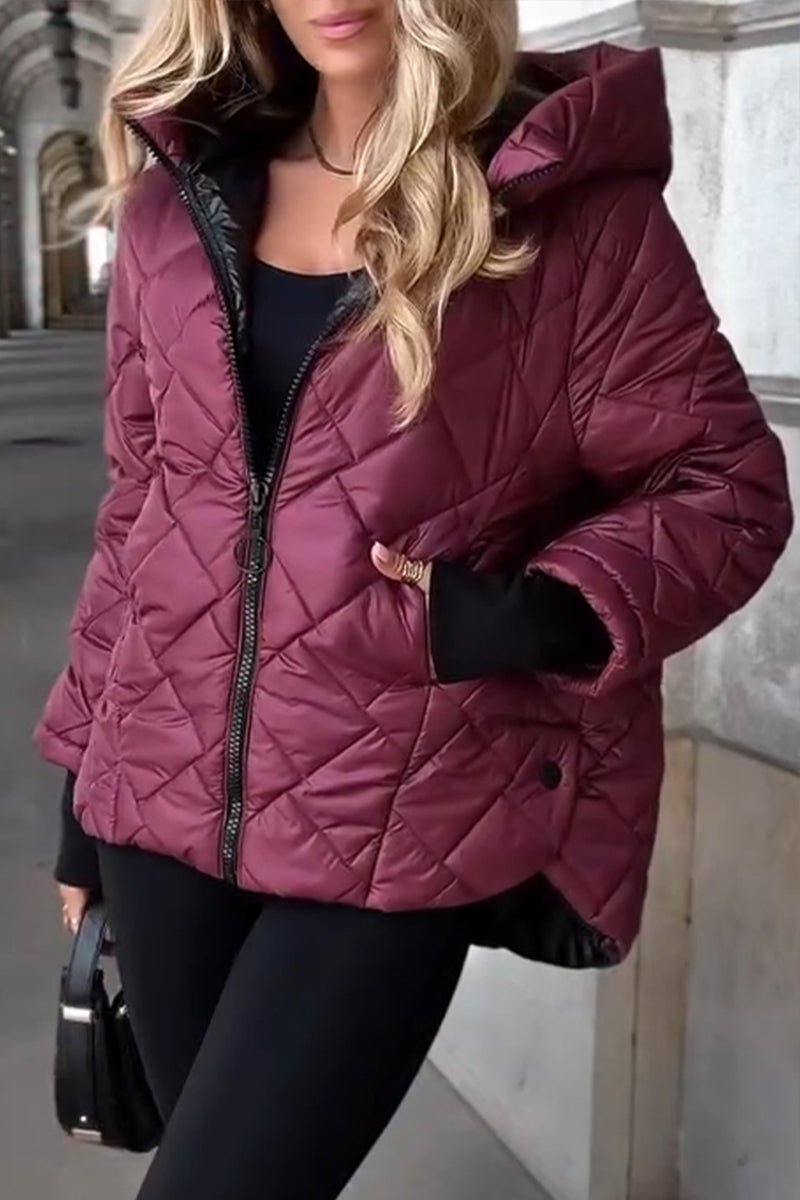 Camila | Diamond Quilted Puffer Jacket with Hood and Zip for Women