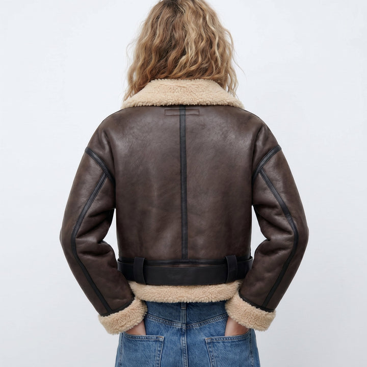 Isabella | Double Sided Shearling Bomber Jacket with Plush Lining for Women