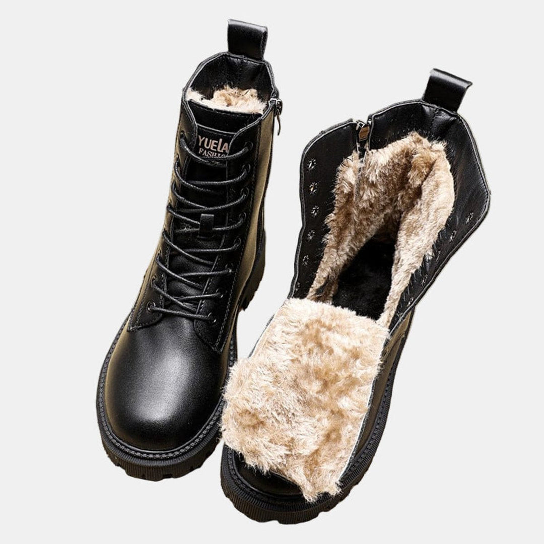 Marnie | Sherpa-Lined Lace-Up Ankle Boots with Chunky Sole for Women