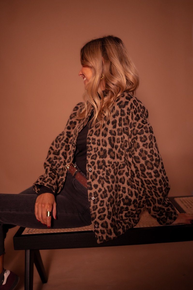 Evelyn | Leopard Print Quilted Jacket with Snap Button Front for Women