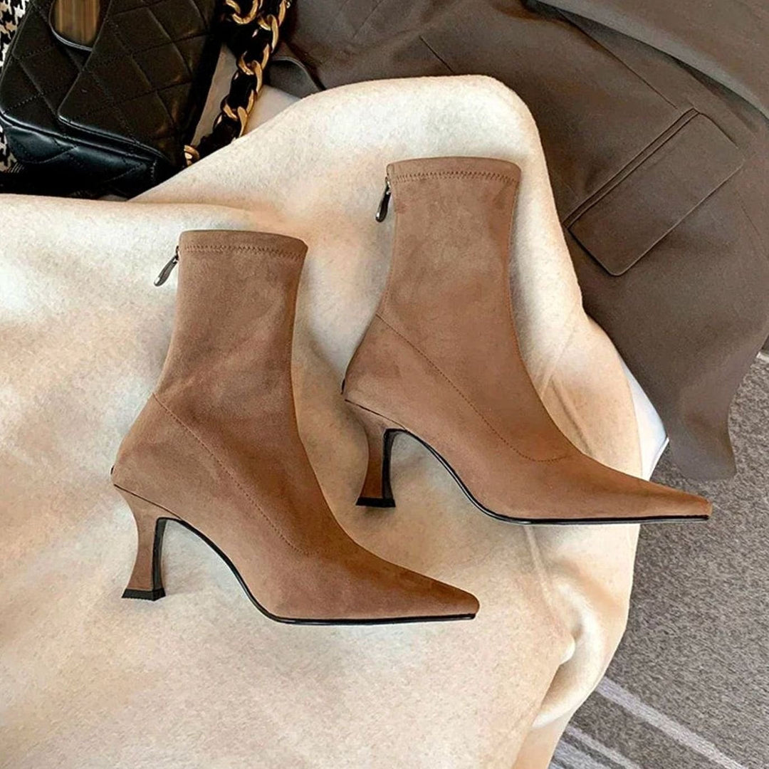 Sorcha | Pointed Kitten Heel Sock Ankle Boots for Women