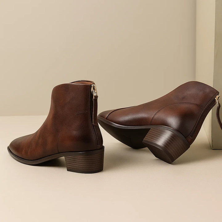 Zaria | Pointed-Toe Block Heel Ankle Boots in Two Shades for Women