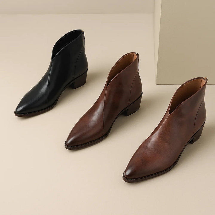 Zaria | Pointed-Toe Block Heel Ankle Boots in Two Shades for Women