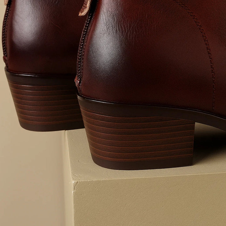Zaria | Pointed-Toe Block Heel Ankle Boots in Two Shades for Women