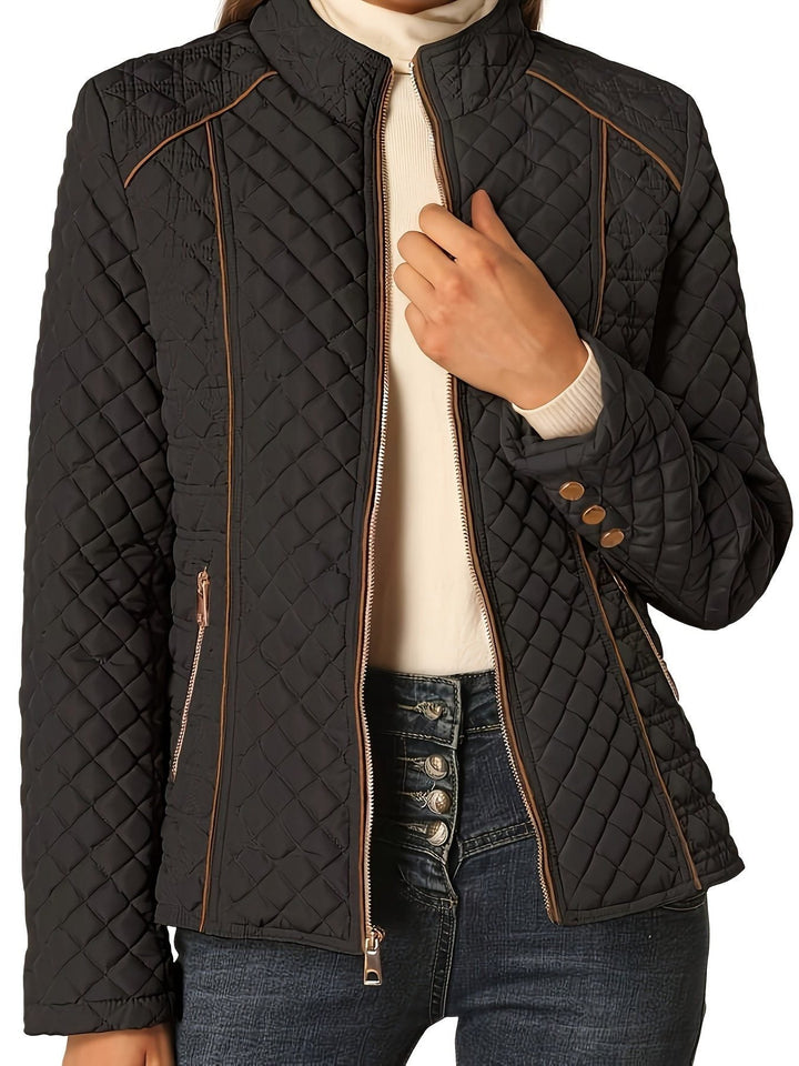 Roisin | Quilted Jacket with Stand Collar and Zip Front for Women