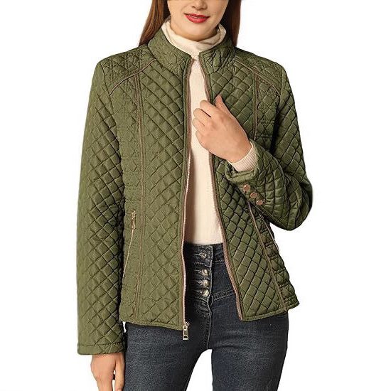 Roisin | Quilted Jacket with Stand Collar and Zip Front for Women