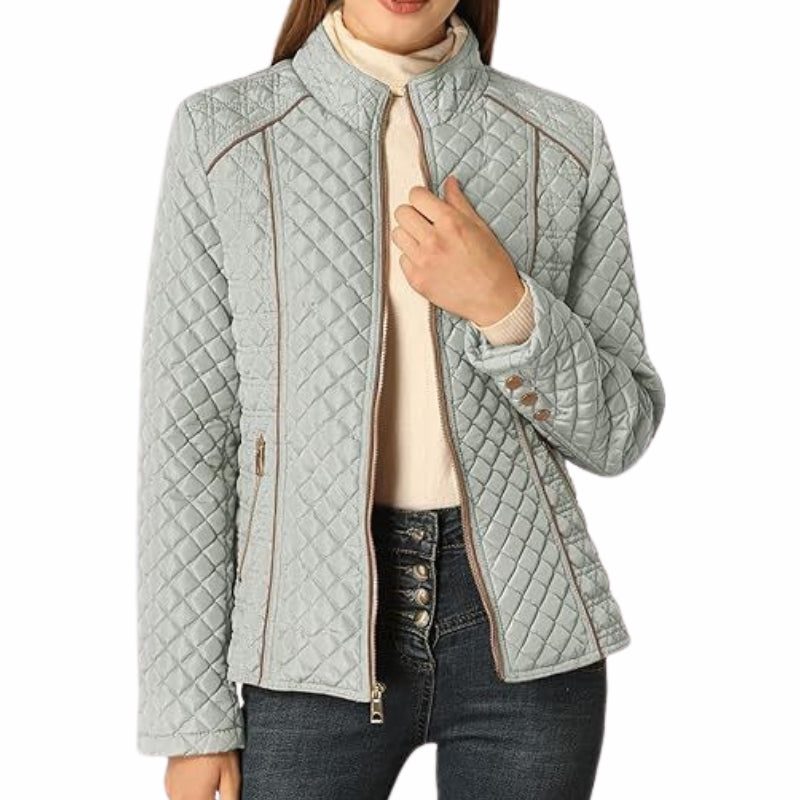Roisin | Quilted Jacket with Stand Collar and Zip Front for Women