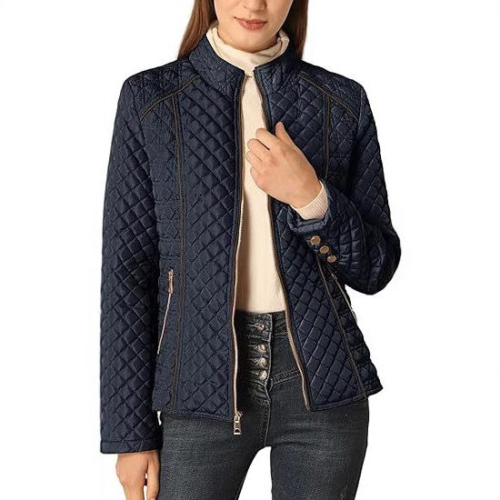 Roisin | Quilted Jacket with Stand Collar and Zip Front for Women