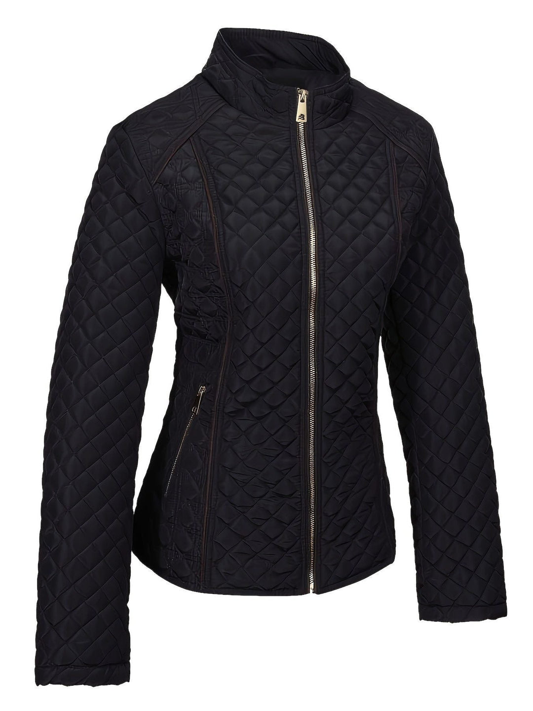 Roisin | Quilted Jacket with Stand Collar and Zip Front for Women