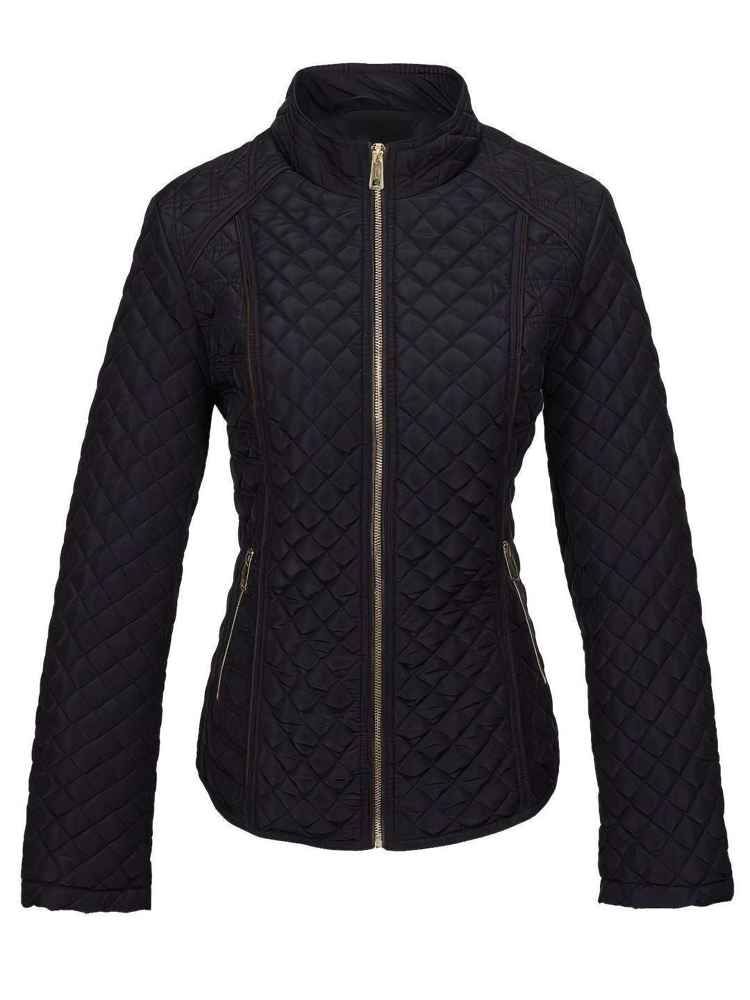 Roisin | Quilted Jacket with Stand Collar and Zip Front for Women