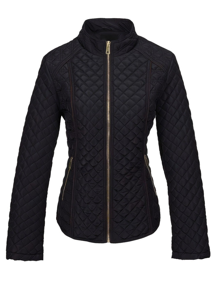 Roisin | Quilted Jacket with Stand Collar and Zip Front for Women